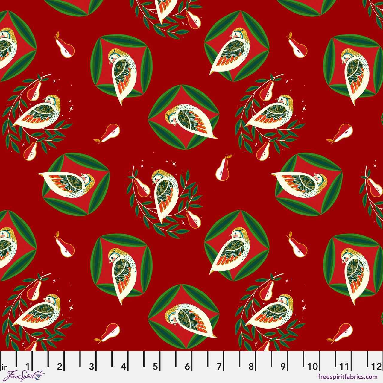 Partridge in Dark Red (pwcd138.xdkred) | 12 Days of Christmas | Cori Dantini | Free Spirit